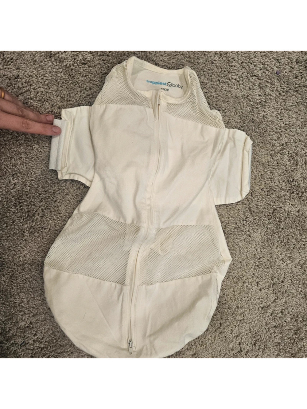 Happiest Baby Sleepea 5-Second Swaddle Sleep Sack Small White Mesh